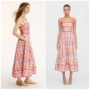 Hill House Margot Midi Dress in Pink Floral Block Stripe Size XXL NWT